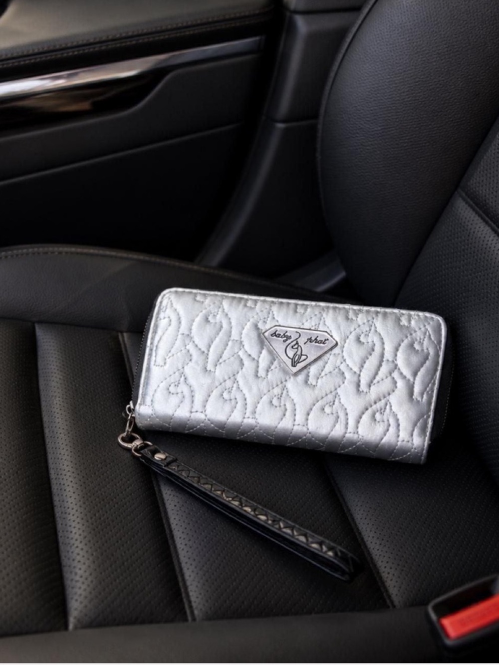 Metallic Silver Quilted Wristlet Wallet - BABY PHAT